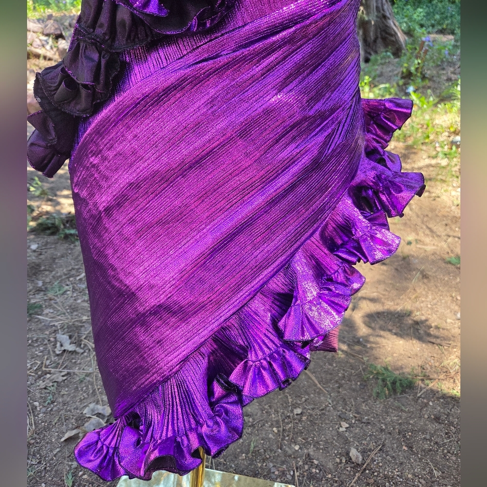 Miley Cyrus Alexandre Vauthier Purple One-Shoulder Ruffle Dress Size 36 - Picture 4 of 16